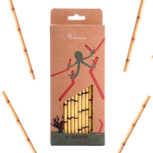 PAJITAS DE PAPEL ESTILO BAMBÚ 100 uds 0,60Ø x 20cm