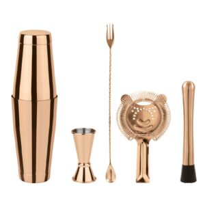 SET DE COCTELERIA 5 PIEZAS COBRE