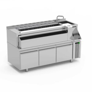 ESTACION DE TRABAJO CON CAJONES REFRIGERADOS 1600X745X900